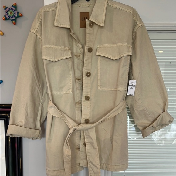 NWT GAP Light Tan Belted Jacket - Picture 1 of 5